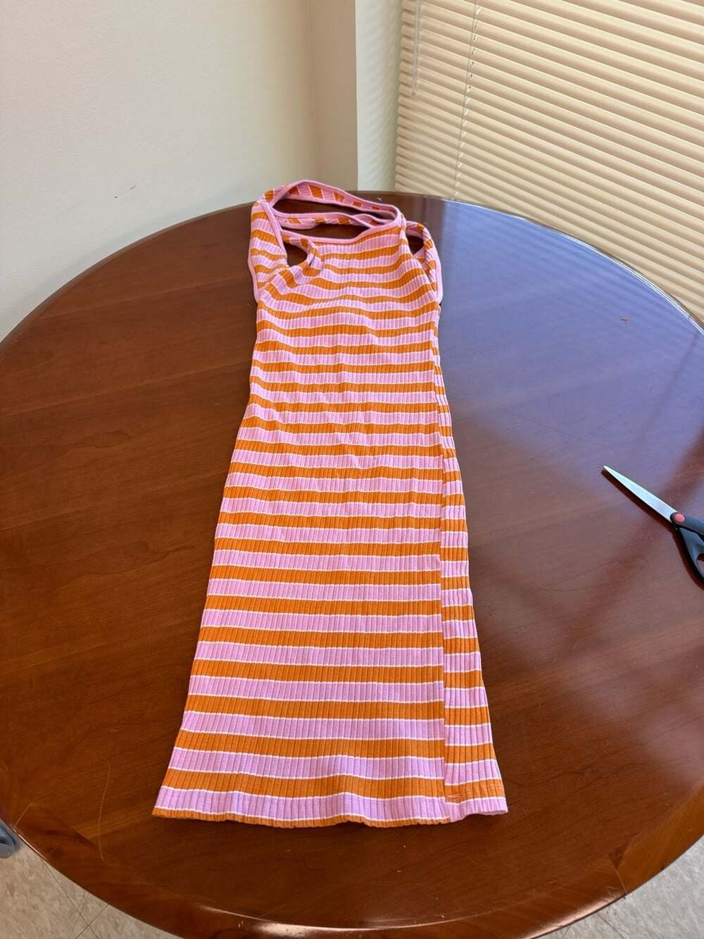 Zara Pink and Orange Striped Ribbed Knit Mini Dress Size S